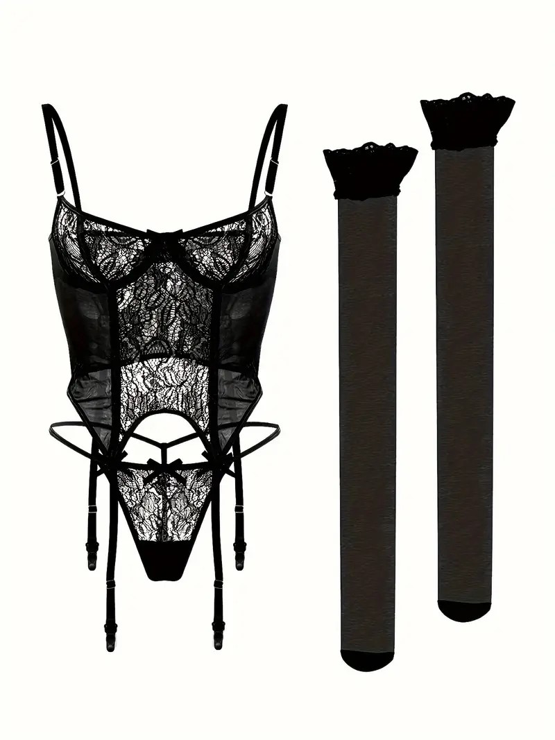 Flowery Mesh Lingerie Suits, Premium Performance Clothing,Feminine Sexy Lingerie