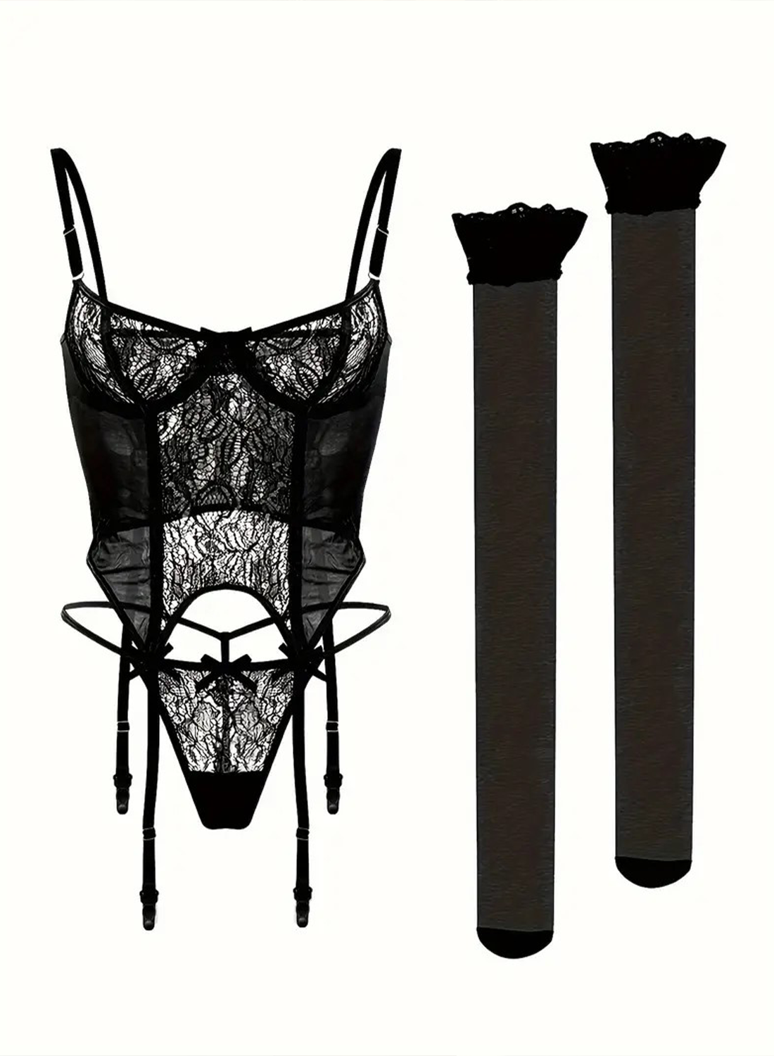 Sexy Lingerie Suit, See-through Lace Bra